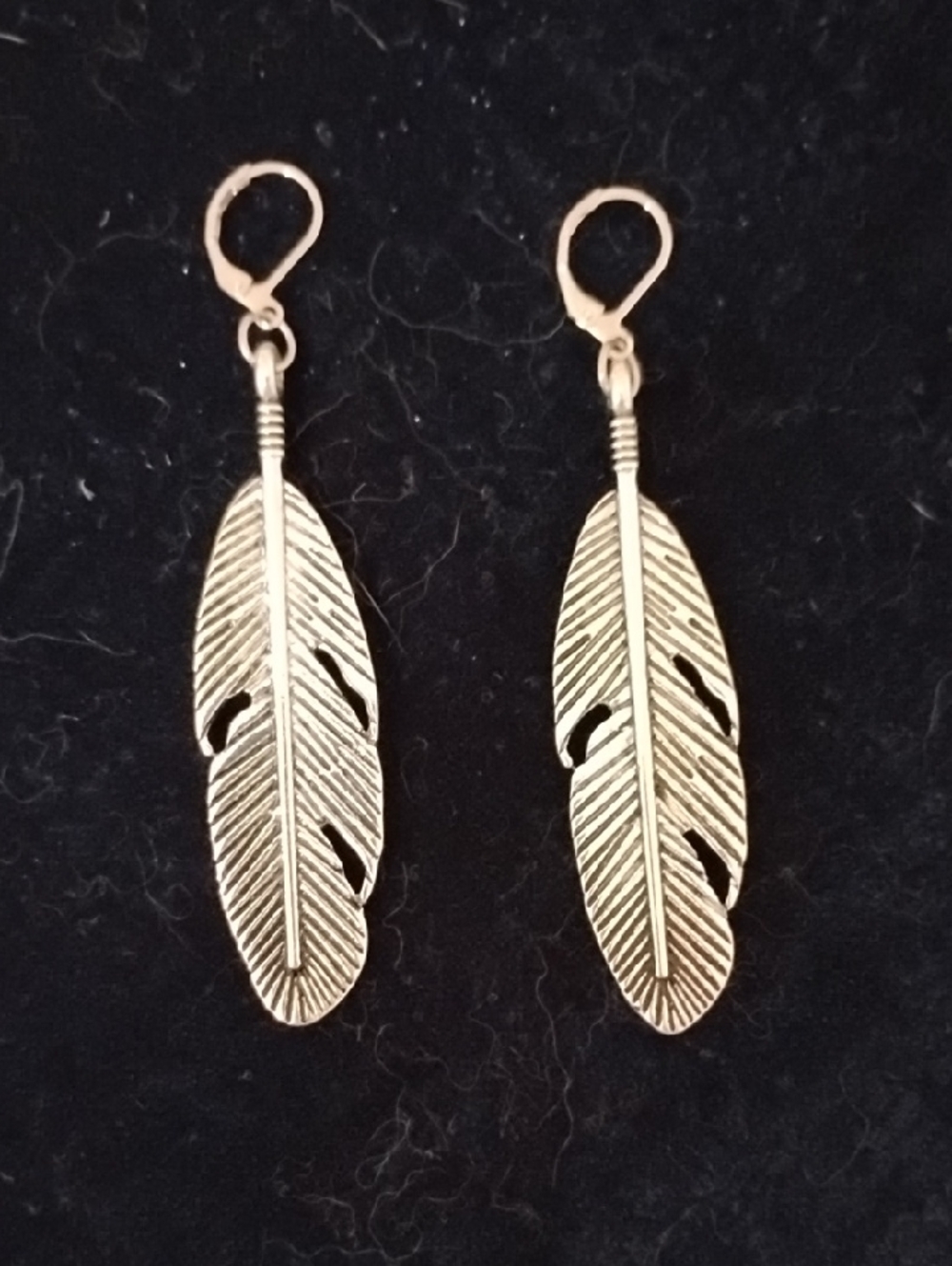 Hand Crafted Antiqued Silver Large Feather Drop Earrings